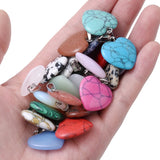 24Pcs Quartz Agate Crystal Heart Pendant Necklace Charms Leather Chain