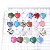 24Pcs Quartz Agate Crystal Heart Pendant Necklace Charms Leather Chain