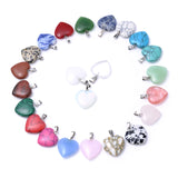 24Pcs Quartz Agate Crystal Heart Pendant Necklace Charms Leather Chain