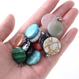 24Pcs Natural Stone Pendant Crystal Agate Turquoise Round Pendants Necklace