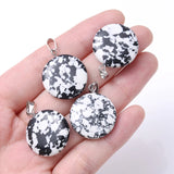 24Pcs Natural Stone Pendant Crystal Agate Turquoise Round Pendants Necklace