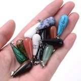24Pcs Natural Stone Teardrop Pendant Necklaces Bullet Amethysts Crystal Necklace