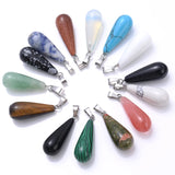 24Pcs Natural Stone Teardrop Pendant Necklaces Bullet Amethysts Crystal Necklace