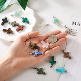 24Pcs Mixed Stone Pendants Cross Charms for DIY Jewelry
