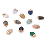 24Pcs Stone Pendant Polygon Shape Faceted Charms Jewelry Making DIY Gift