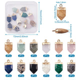 24Pcs Stone Pendant Polygon Shape Faceted Charms Jewelry Making DIY Gift