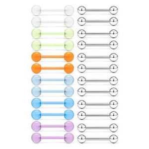 24Pcs Glow in The Dark Nipple Tongue Ring 14G Stainless Steel Acrylic