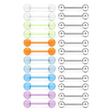 24Pcs Glow in The Dark Nipple Tongue Ring 14G Stainless Steel Acrylic