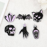 24Pcs Pastel Goth Witchy Charms Acrylic Skull Cat Bat Pendant DIY Making