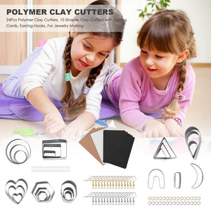 24Pcs Clay Cutters Set with Earring Cards and Hooks for Jewelry Making