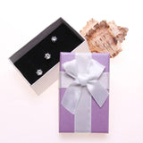 24Pcs Purple&White Jewelry Packaging Box Ribbon Bowknot Gift Case Boxes Display