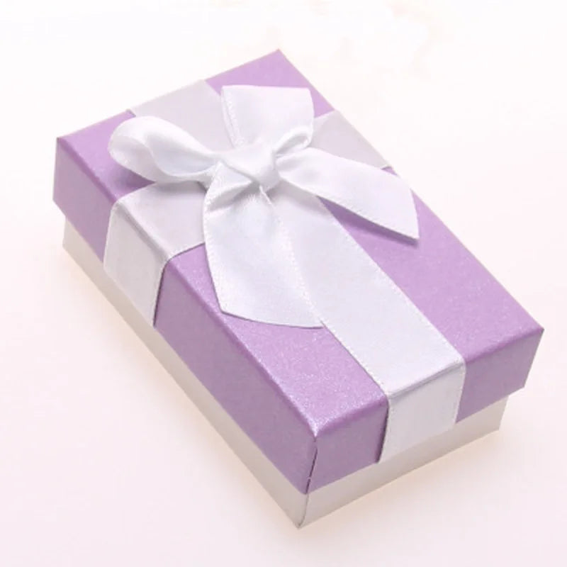 24Pcs Purple&White Jewelry Packaging Box Ribbon Bowknot Gift Case Boxes Display