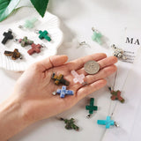 24Pcs Religion Cross Gemstone Pendants Easter Charms for DIY Bracelet Necklace