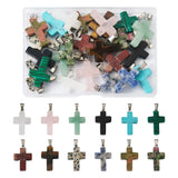 24Pcs Religion Cross Gemstone Pendants Easter Charms for DIY Bracelet Necklace