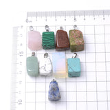24Pcs Natural Stone Pendant Quartz Crystal Agate Trapezoid Necklace