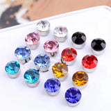 24Pcs 3mm Crystal Stainless Steel Magnetic Clip On Stud Earrings