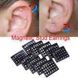 24Pcs 3mm Crystal Stainless Steel Magnetic Clip On Stud Earrings