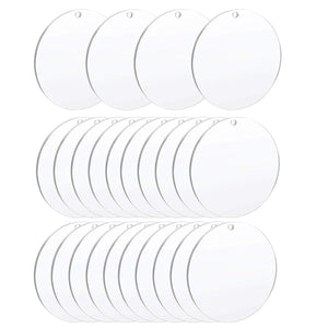 24Pcs 4 In Acrylic Keychain Blanks Clear Disc Ornaments for DIY Crafts