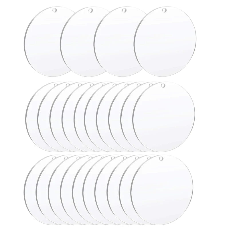 24Pcs 4 In Acrylic Keychain Blanks Clear Disc Ornaments for DIY Crafts