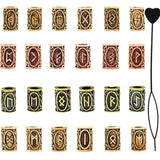 24Pcs Viking Rune Beads & 6Pcs Metal Tube Spacer Hair Tool DIY Necklace Jewelry
