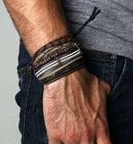 24Pcs Vintage Woven Leather Bracelets Men Women Adjustable