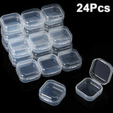 24Pcs Small Square Transparent Plastic Jewelry Storage Case