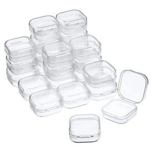 24Pcs Small Clear Plastic Beads Storage Containers Box with Hinged Lid