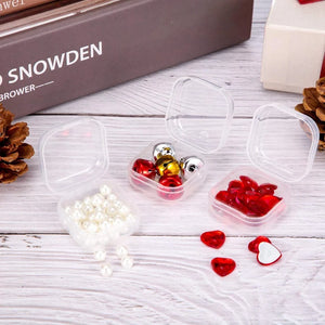 24Pcs Small Clear Plastic Beads Storage Containers Box with Hinged Lid