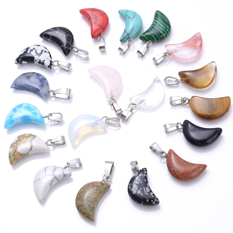 24Pcs Vintage Natural Stone Pendants Tiger Eye Crystal Quartz Necklace