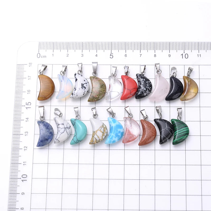 24Pcs Vintage Natural Stone Pendants Tiger Eye Crystal Quartz Necklace