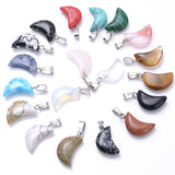 24Pcs Vintage Natural Stone Pendants Tiger Eye Crystal Quartz Necklace