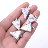 24Pcs Vintage Triangle Pendants Natural Stone Necklace