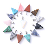 24Pcs Vintage Triangle Pendants Natural Stone Necklace