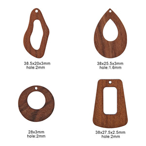 24Pcs Wood Pendants Mixed Shape Coconut Brown Earring Charms for Women Jewelry