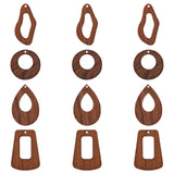 24Pcs Wood Pendants Mixed Shape Coconut Brown Earring Charms for Women Jewelry
