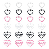 24Pcs Zinc Alloy Heart Pendants Bezel Hollow Heart Charms Pink