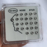 24Pcs 925 Sterling Silver Nose Rings Studs Flower Body Piercing Jewelry