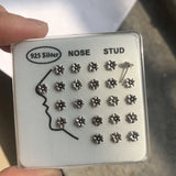 24Pcs 925 Sterling Silver Nose Rings Studs Flower Body Piercing Jewelry
