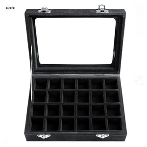 24Slots Jewelry Organizer Box Clear Lid Storage Container