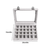 24Slots Jewelry Organizer Box Clear Lid Storage Container