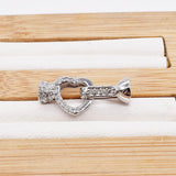 24X9mm High Heart CZ Pave Clasp & End Caps for Bracelet Necklace