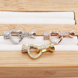 24X9mm High Heart CZ Pave Clasp & End Caps for Bracelet Necklace