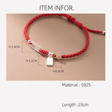 925 Silver Rope Bracelet with Red Thread Line for Women