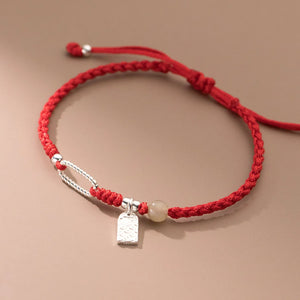 925 Silver Rope Bracelet with Red Thread Line for Women