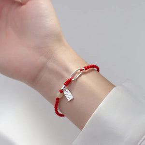 925 Silver Rope Bracelet with Red Thread Line for Women