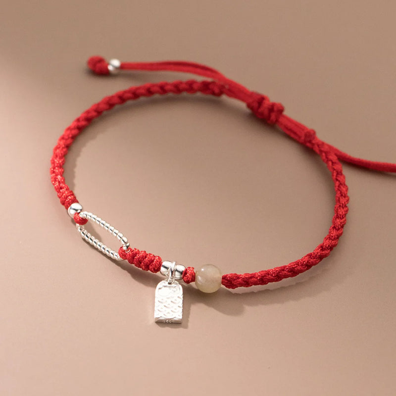 925 Silver Rope Bracelet with Red Thread Line for Women