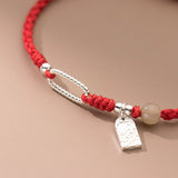 925 Silver Rope Bracelet with Red Thread Line for Women