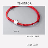925 Silver Rope Bracelet Women Red Thread String Bracelet
