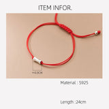 925 Sterling Silver Rope Bracelet Thread Line String Jewelry for Women Girls