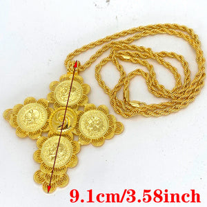 24k Big Cross Chain for Men Women Indian Pendant Necklace
